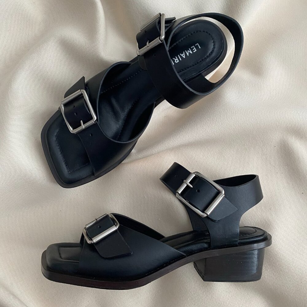 Lemaire Black Square 35m Heeled Sandals, size 36 - Picture 8 of 14